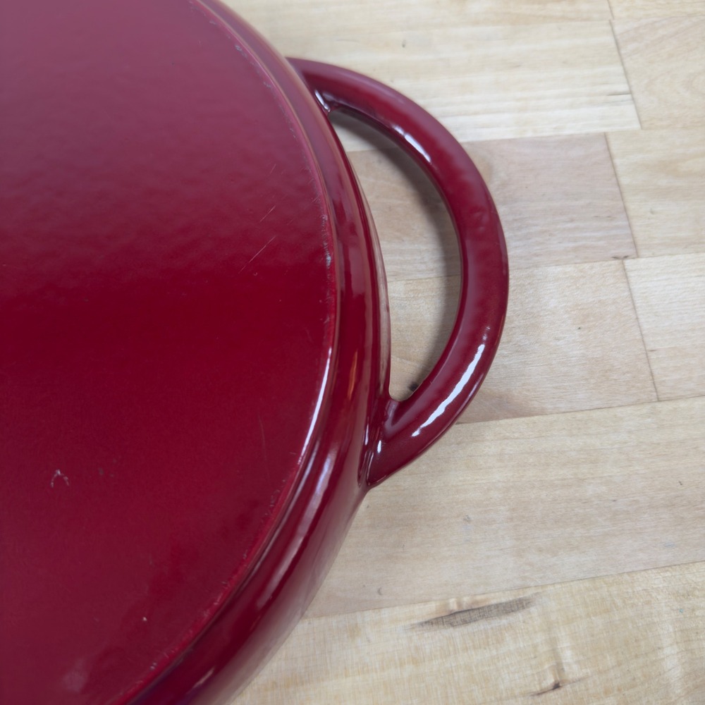 Staub 10 inch Round Enameled Cast Iron Grill Pan Cherry Red Made in France 26cm - Picture 7 of 8
